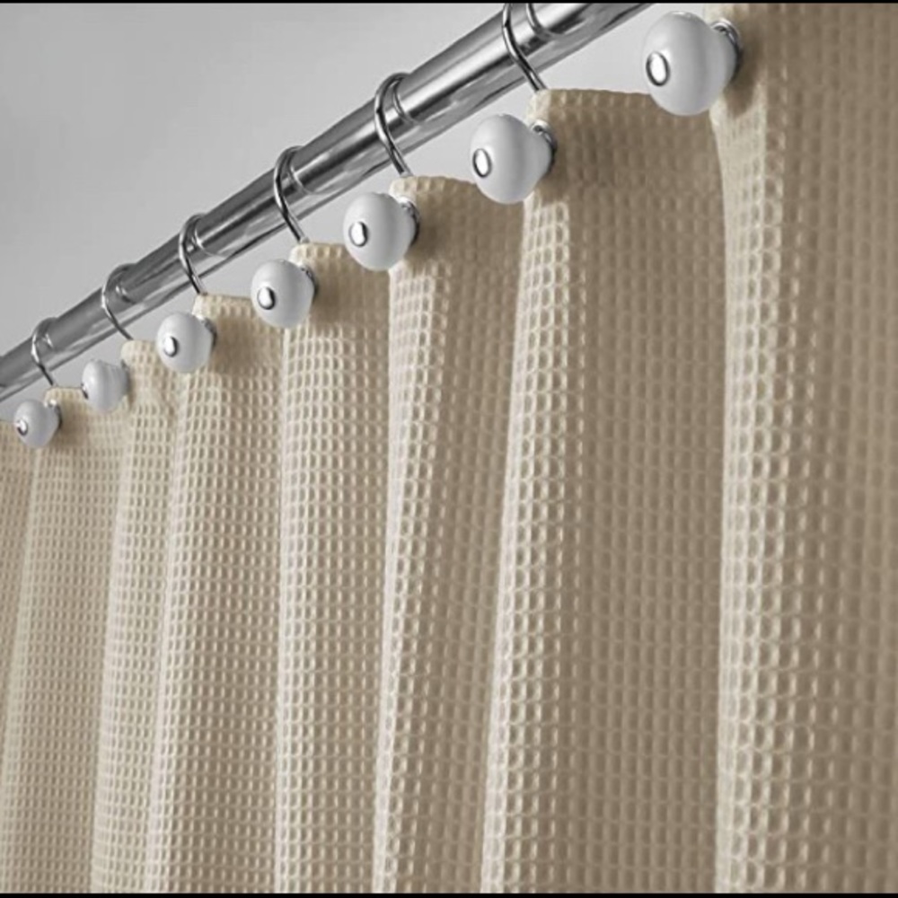 NWT Waffle Weave Fabric Shower Curtains Color Khaki